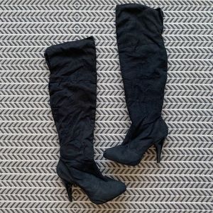 Knee high heel black boots